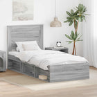 Bed frame Grey Sonoma 100 x 200 cm Solid pine wood