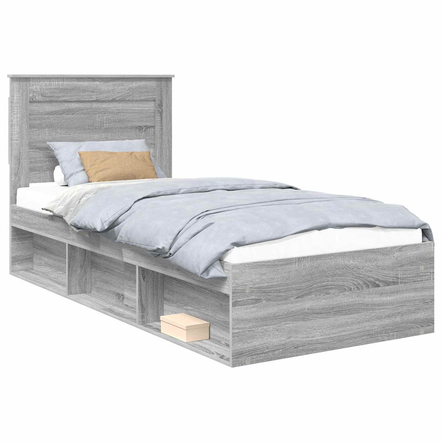 Bedframe Grijs Sonoma 100 x 200 cm Massief grenenhout