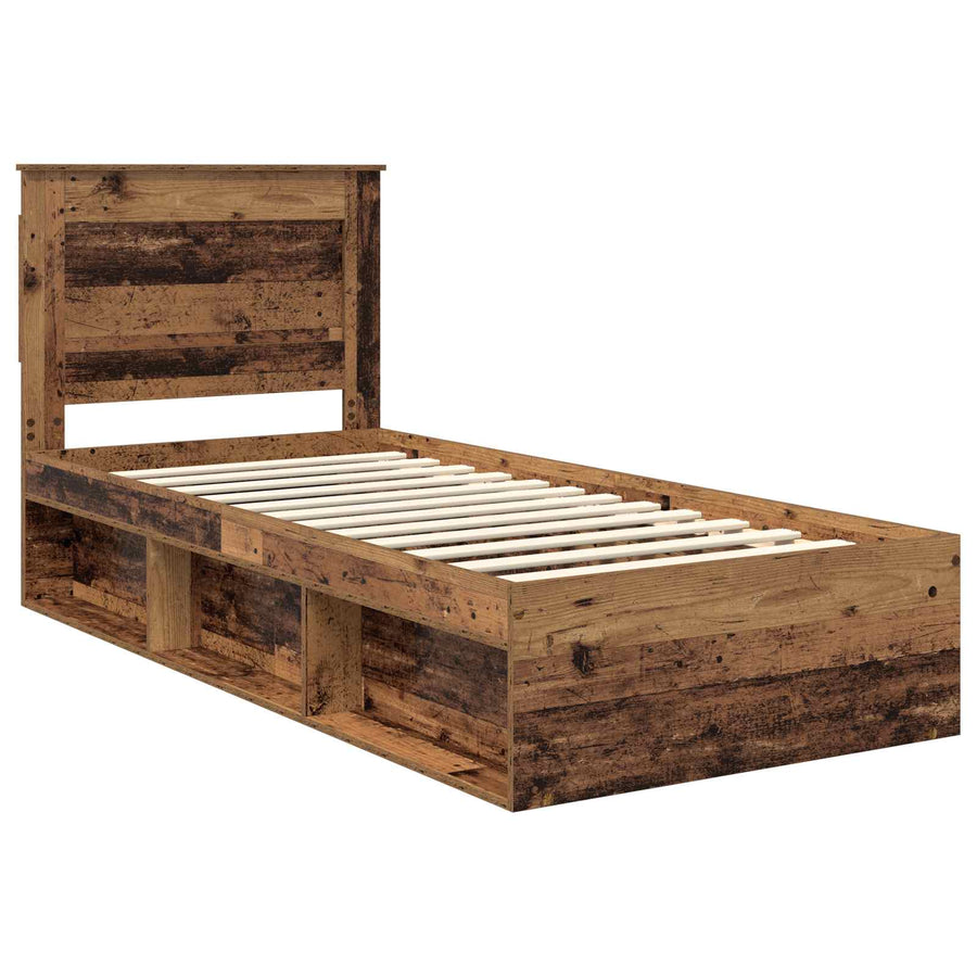 Bedframe met hoofdeinde Oudhout 100 x 200 cm Massief grenenhout