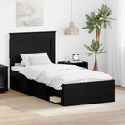 Bed Frame with Headboard Black 90 x 190 cm Solid Pine