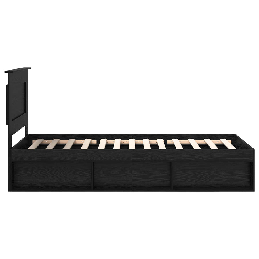 Bedframe met hoofdeinde Zwart 90 x 190 cm Massief grenenhout