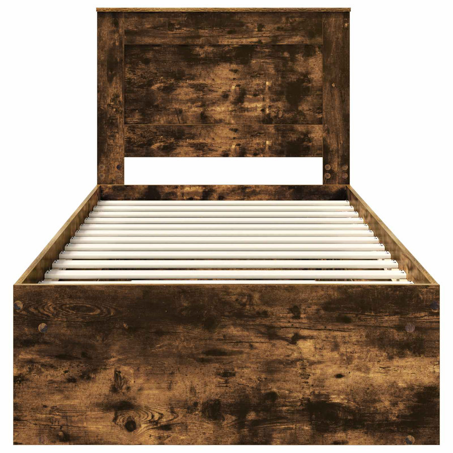 Bedframe Gerookt eiken 90 x 190 cm Massief grenenhout