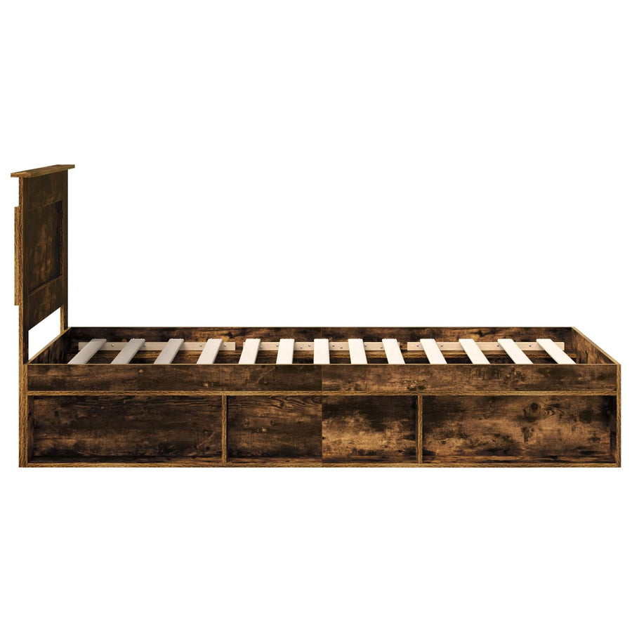 Bedframe Gerookt eiken 90 x 190 cm Massief grenenhout