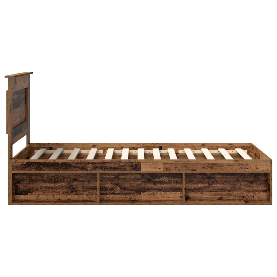 Bedframe met hoofdeinde Oudhout 90 x 190 cm Massief grenenhout