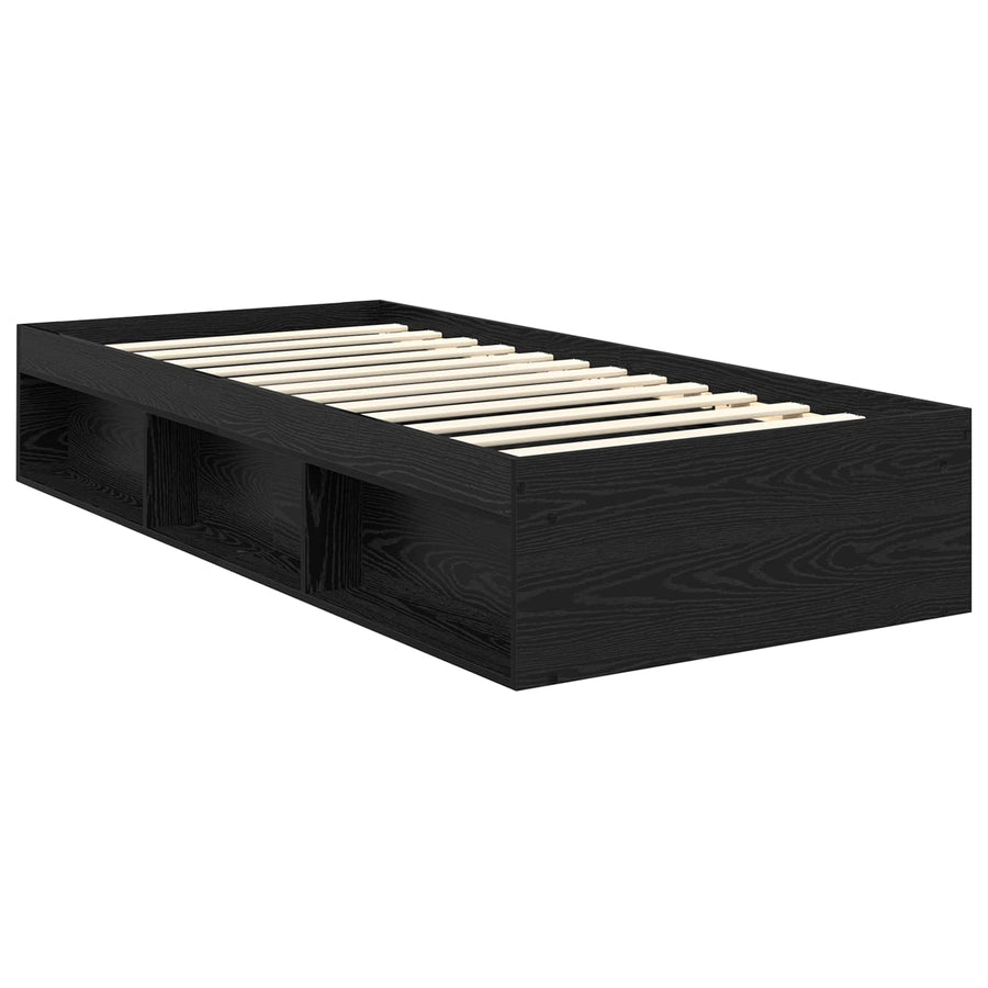 Bedframe met hoofdeinde Zwart 90 x 200 cm Massief grenenhout