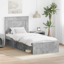 Bedframe met hoofdeinde Beton 90 x 200 cm Massief grenenhout
