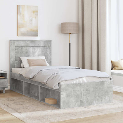 Bedframe met hoofdeinde Beton 90 x 200 cm Massief grenenhout