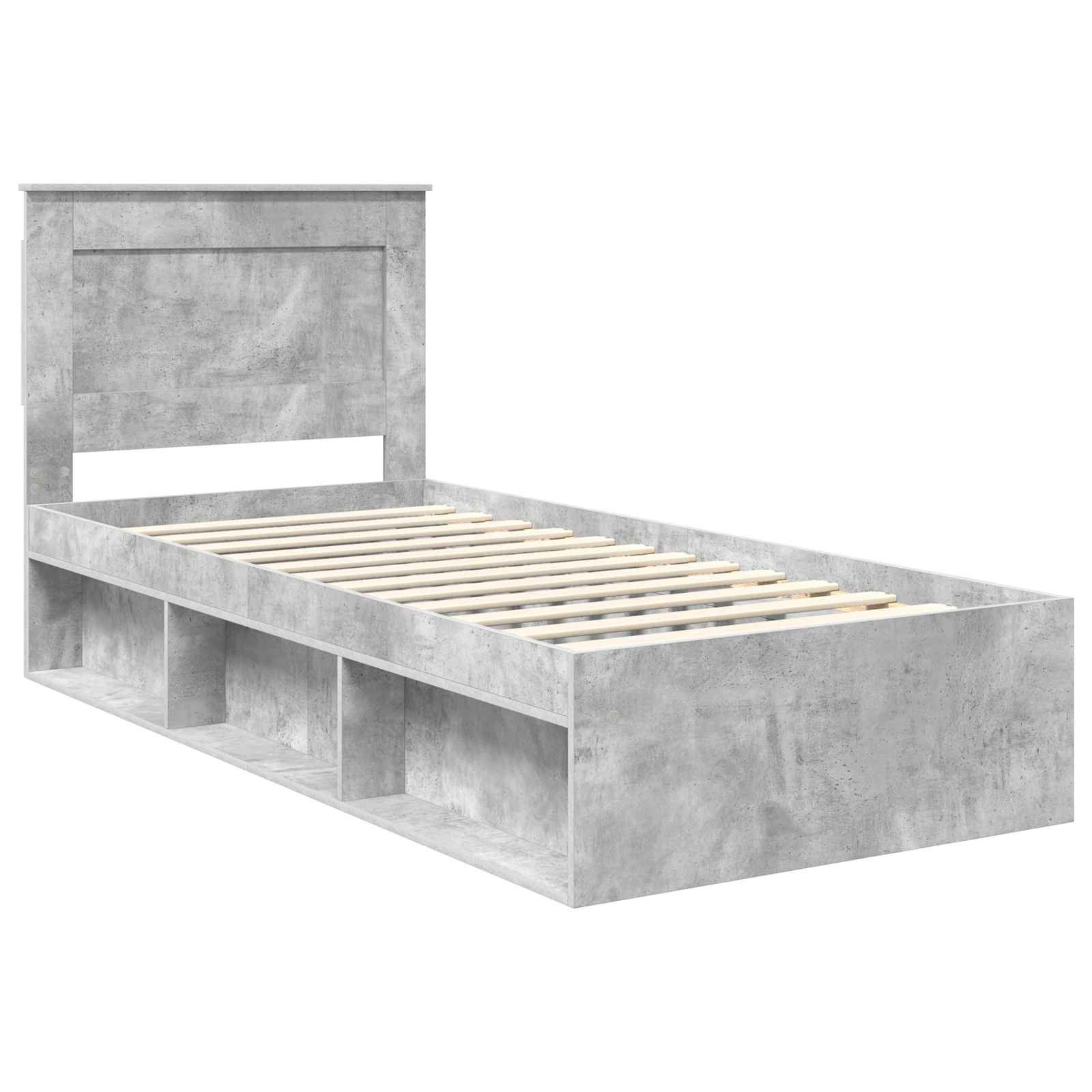 Bedframe met hoofdeinde Beton 90 x 200 cm Massief grenenhout