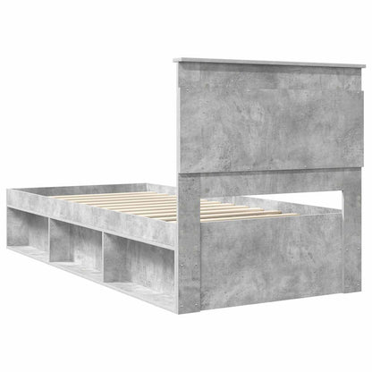 Bedframe met hoofdeinde Beton 90 x 200 cm Massief grenenhout