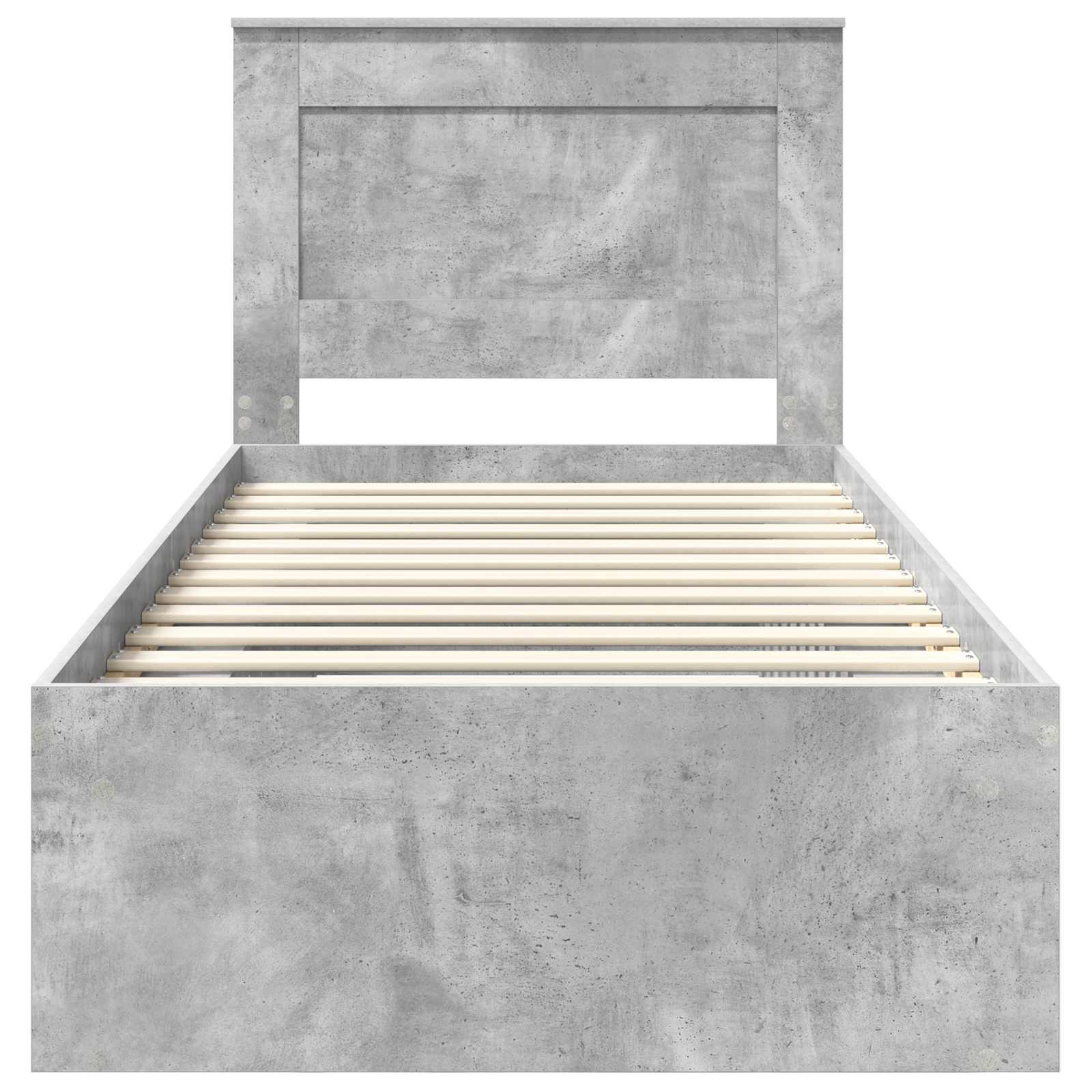 Bedframe met hoofdeinde Beton 90 x 200 cm Massief grenenhout