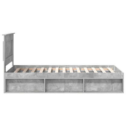 Bedframe met hoofdeinde Beton 90 x 200 cm Massief grenenhout