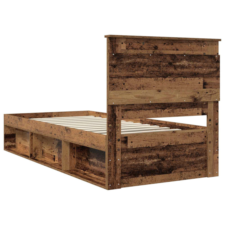 Bedframe met hoofdeinde Oudhout 90 x 200 cm Massief grenenhout