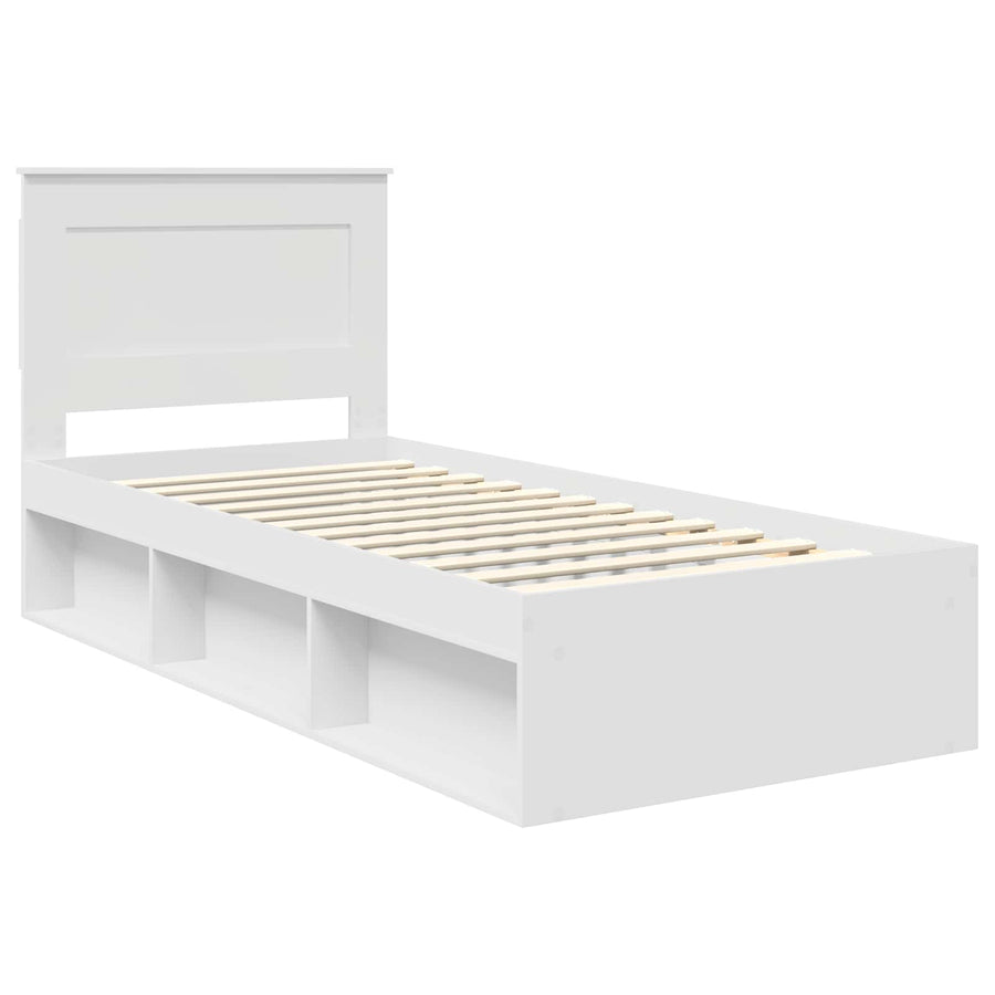 Bedframe met hoofdeinde Wit 75 x 190 cm Massief grenenhout