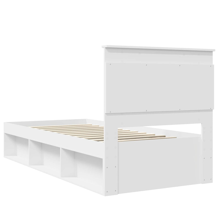 Bedframe met hoofdeinde Wit 75 x 190 cm Massief grenenhout