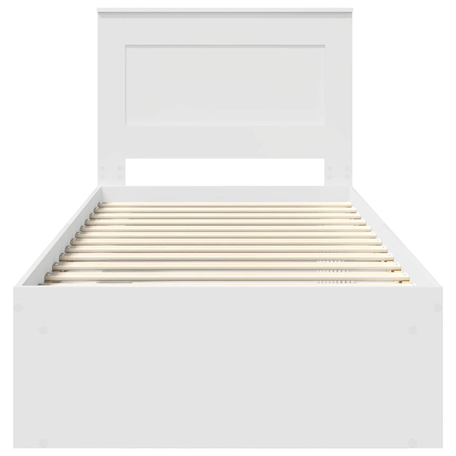 Bedframe met hoofdeinde Wit 75 x 190 cm Massief grenenhout