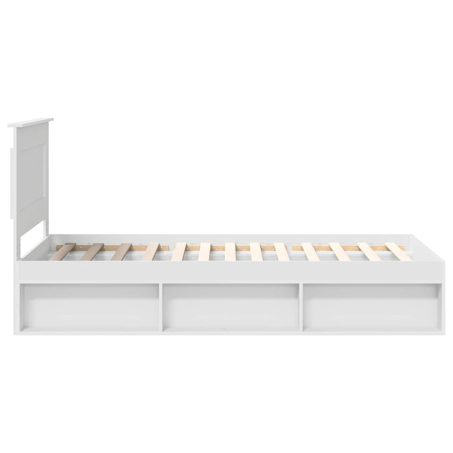 Bedframe met hoofdeinde Wit 75 x 190 cm Massief grenenhout