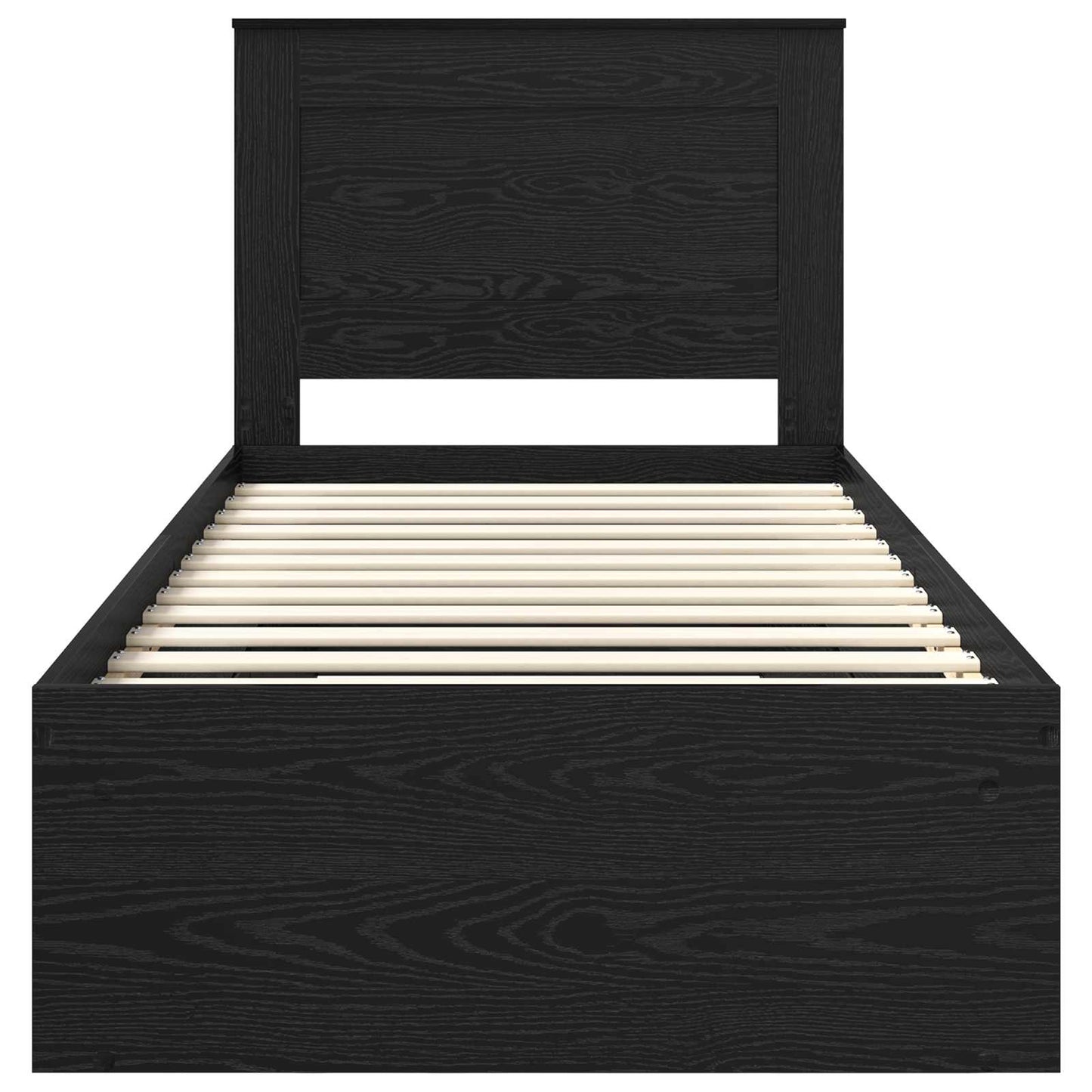 Bedframe met hoofdeinde Zwart 75 x 190 cm Massief grenenhout