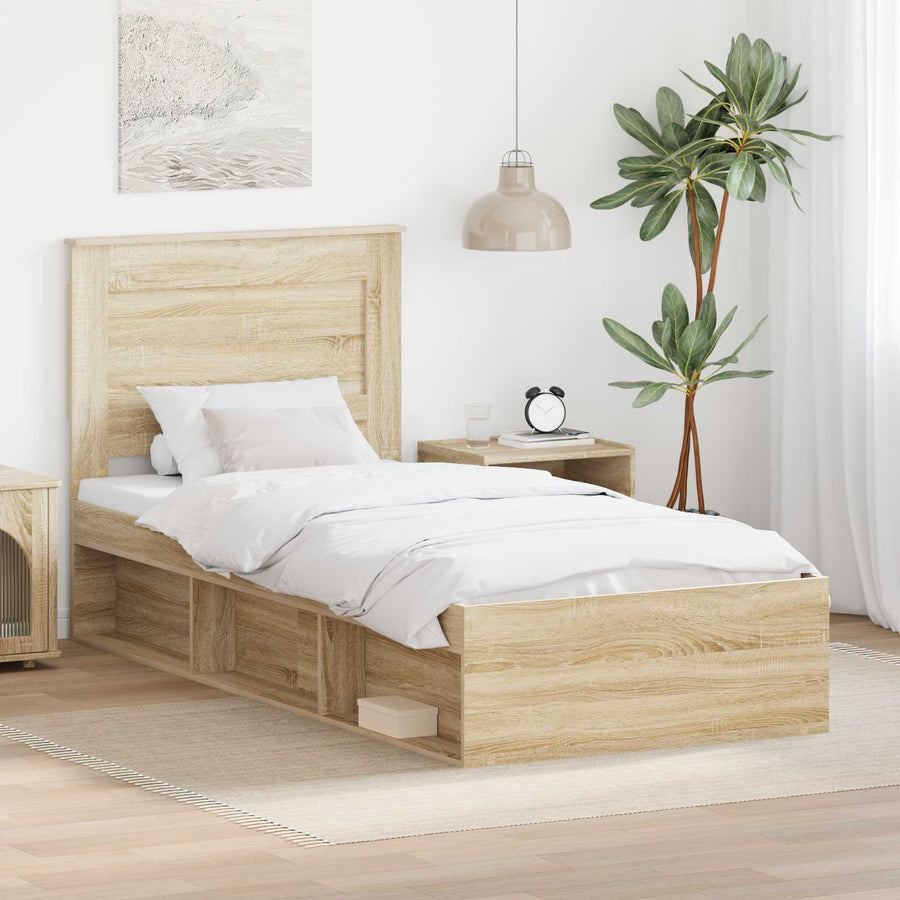 Bedframe met lade Sonoma Eiken 75 x 190 cm Massief grenenhout