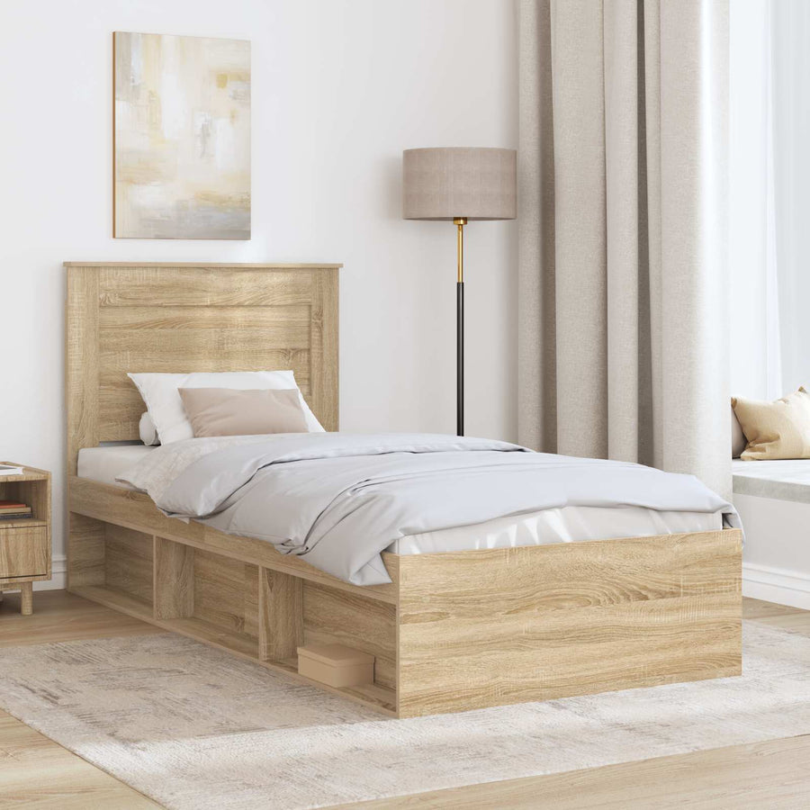Bedframe met lade Sonoma Eiken 75 x 190 cm Massief grenenhout