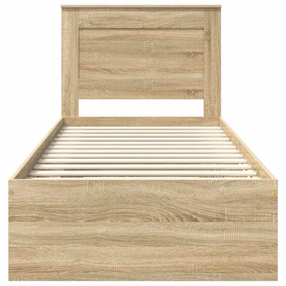 Bedframe met lade Sonoma Eiken 75 x 190 cm Massief grenenhout