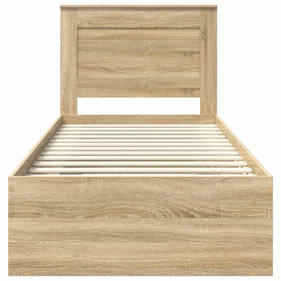 Bedframe met lade Sonoma Eiken 75 x 190 cm Massief grenenhout