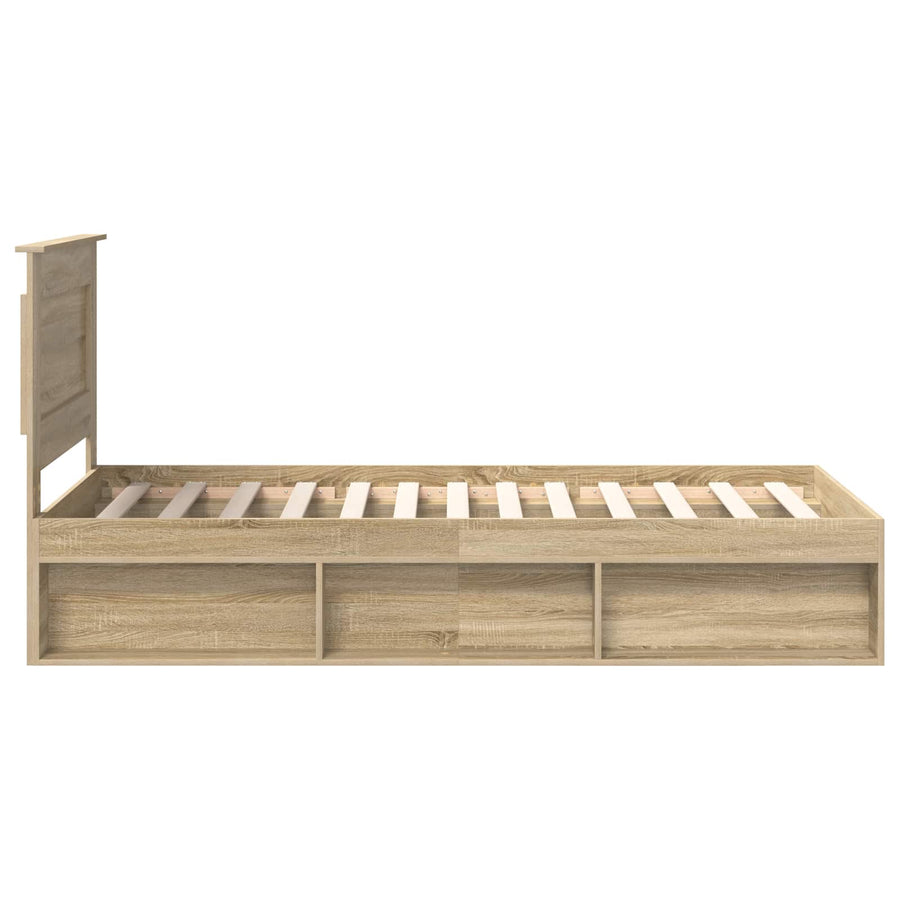 Bedframe met lade Sonoma Eiken 75 x 190 cm Massief grenenhout