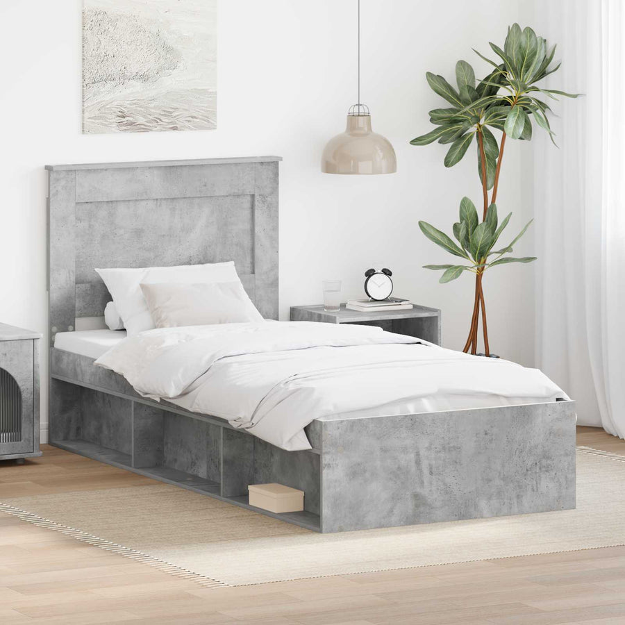 Bedframe met lade Concerte Grijs 75 x 190 cm Massief grenenhout