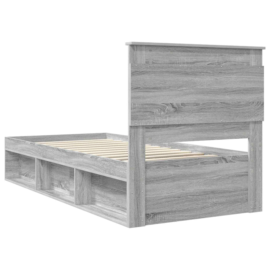 Bedframe met lade Grijs Sonoma 75 x 190 cm Massief grenenhout