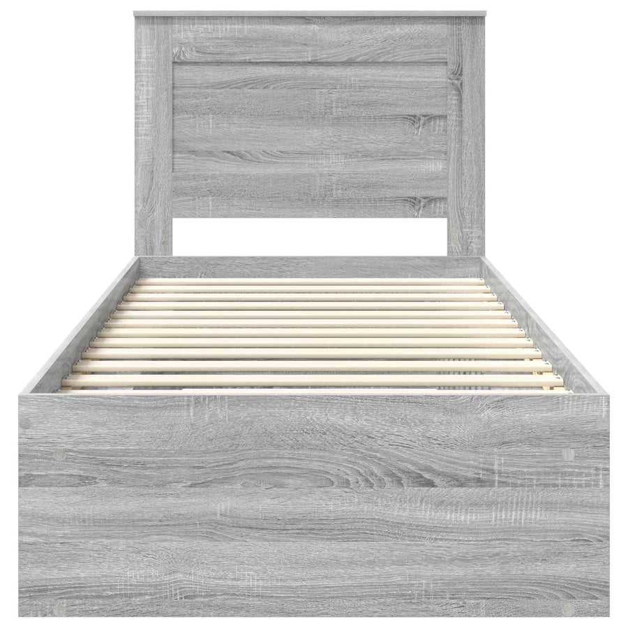 Bedframe met lade Grijs Sonoma 75 x 190 cm Massief grenenhout