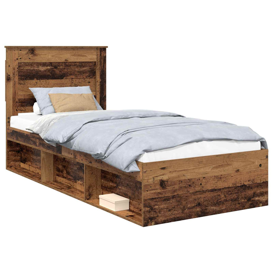 Bedframe met hoofdeinde Oudhout 75 x 190 cm Massief grenenhout