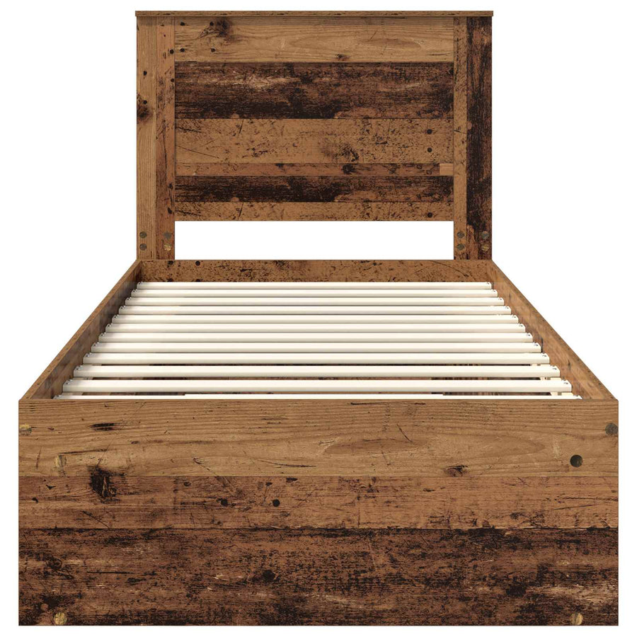 Bedframe met hoofdeinde Oudhout 75 x 190 cm Massief grenenhout