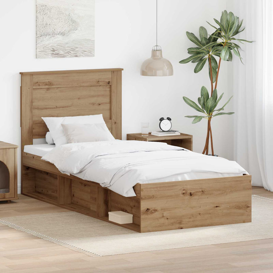 Bedframe Ambachtelijk eiken 75 x 190 cm Massief grenenhout