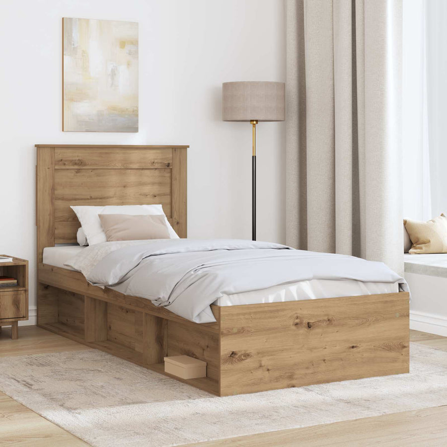 Bedframe Ambachtelijk eiken 75 x 190 cm Massief grenenhout