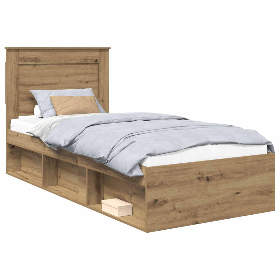 Bedframe Ambachtelijk eiken 75 x 190 cm Massief grenenhout