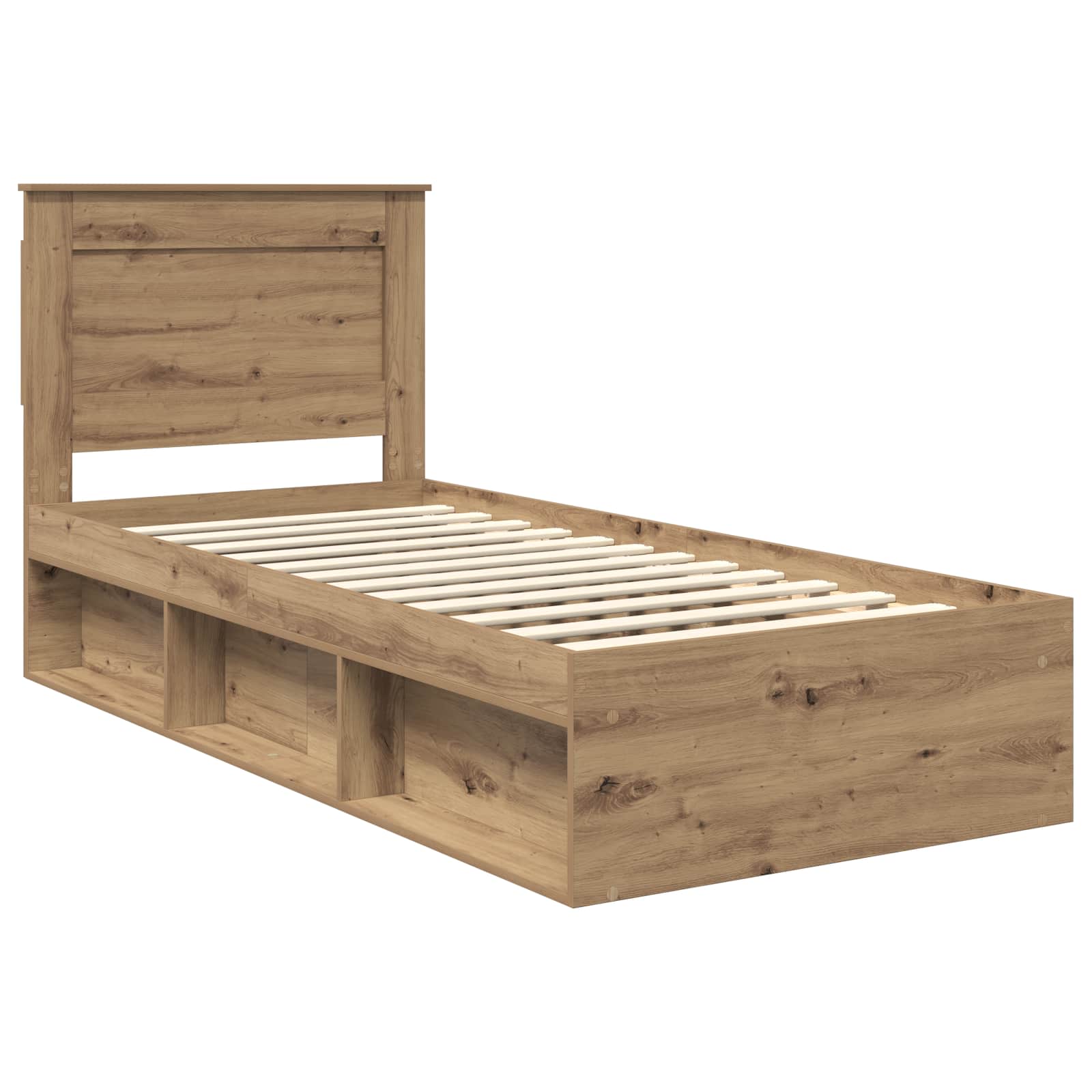 Bedframe Ambachtelijk eiken 75 x 190 cm Massief grenenhout