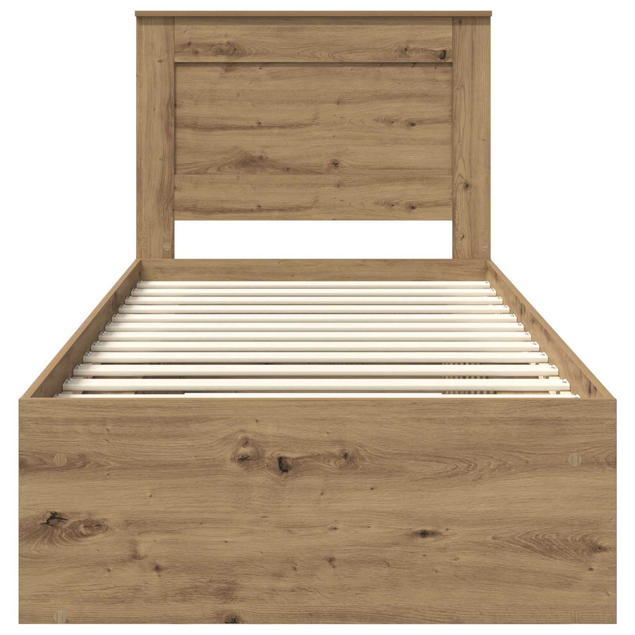 Bedframe Ambachtelijk eiken 75 x 190 cm Massief grenenhout