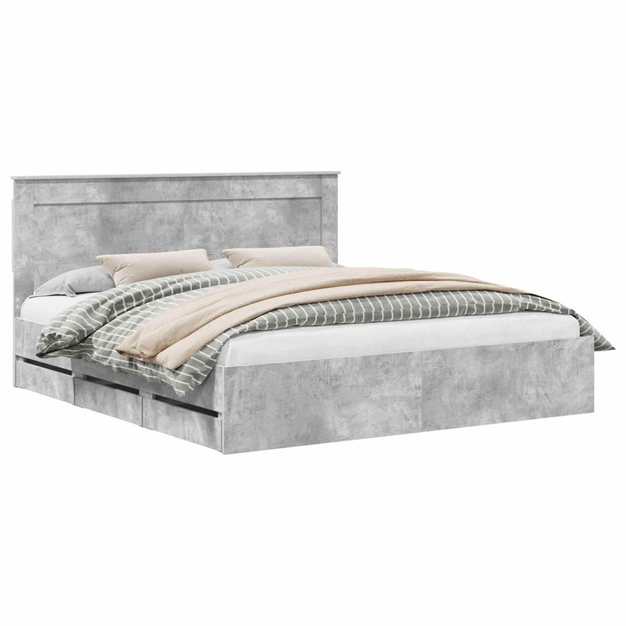 Bedframe met lade Beton Grijs 200 x 200 cm Ingenieurshout