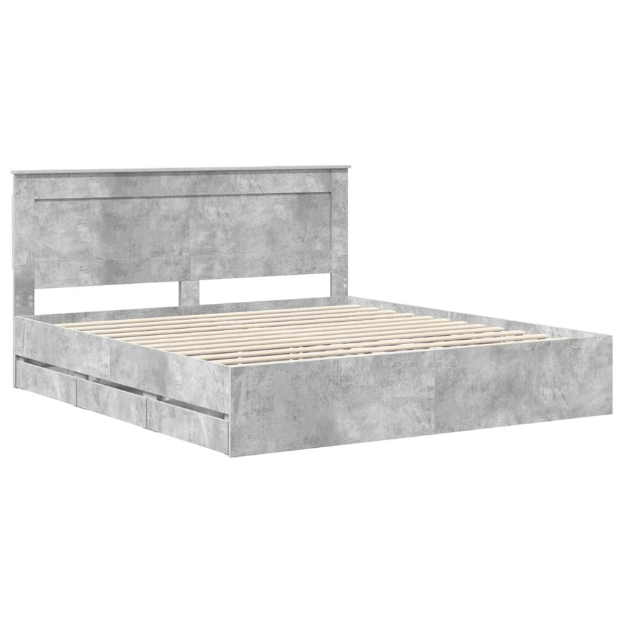 Bedframe met lade Beton Grijs 200 x 200 cm Ingenieurshout