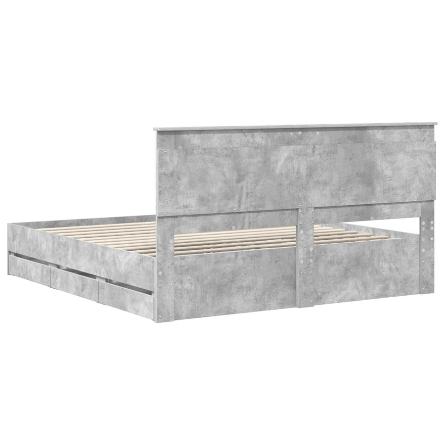 Bedframe met lade Beton Grijs 200 x 200 cm Ingenieurshout