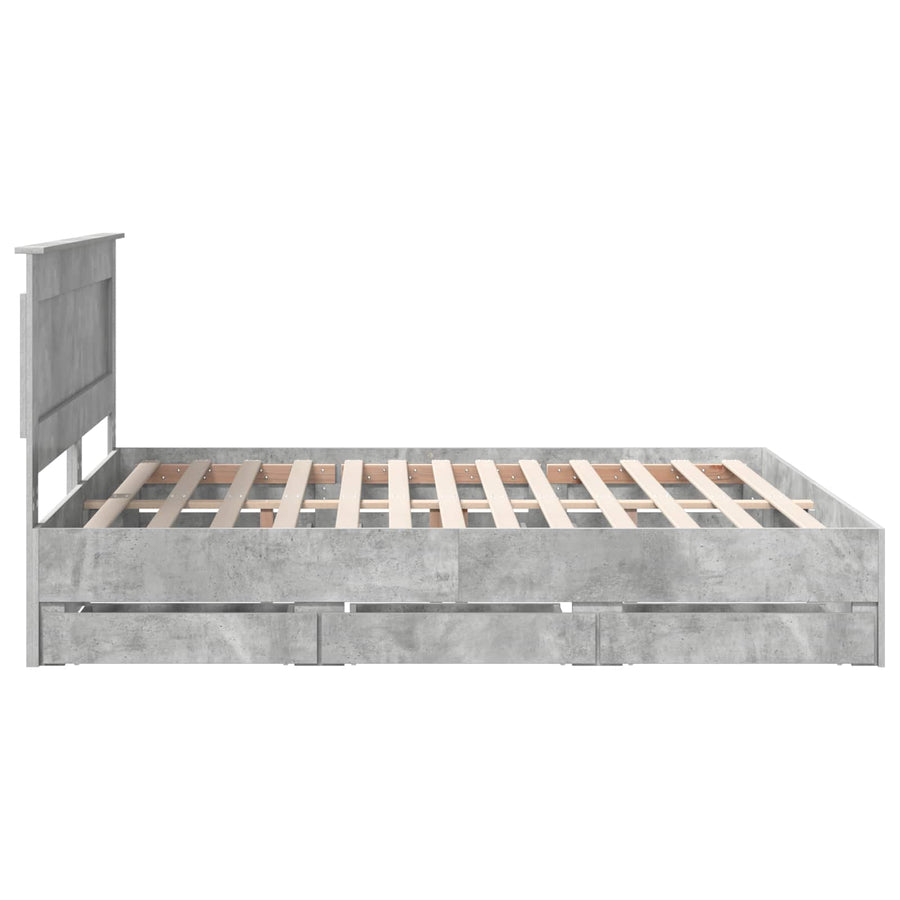 Bedframe met lade Beton Grijs 200 x 200 cm Ingenieurshout