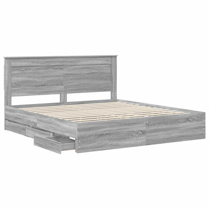 Bedframe met lade Grijs Sonoma 200 x 200 cm Ingenieurshout