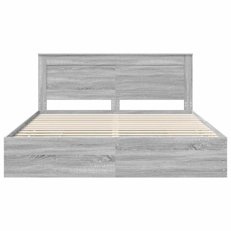 Bedframe met lade Grijs Sonoma 200 x 200 cm Ingenieurshout