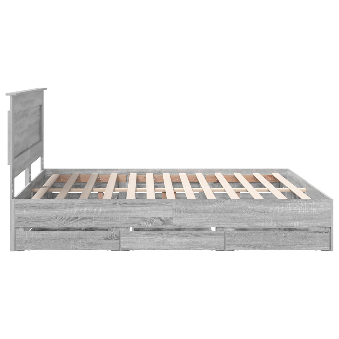 Bedframe met lade Grijs Sonoma 200 x 200 cm Ingenieurshout