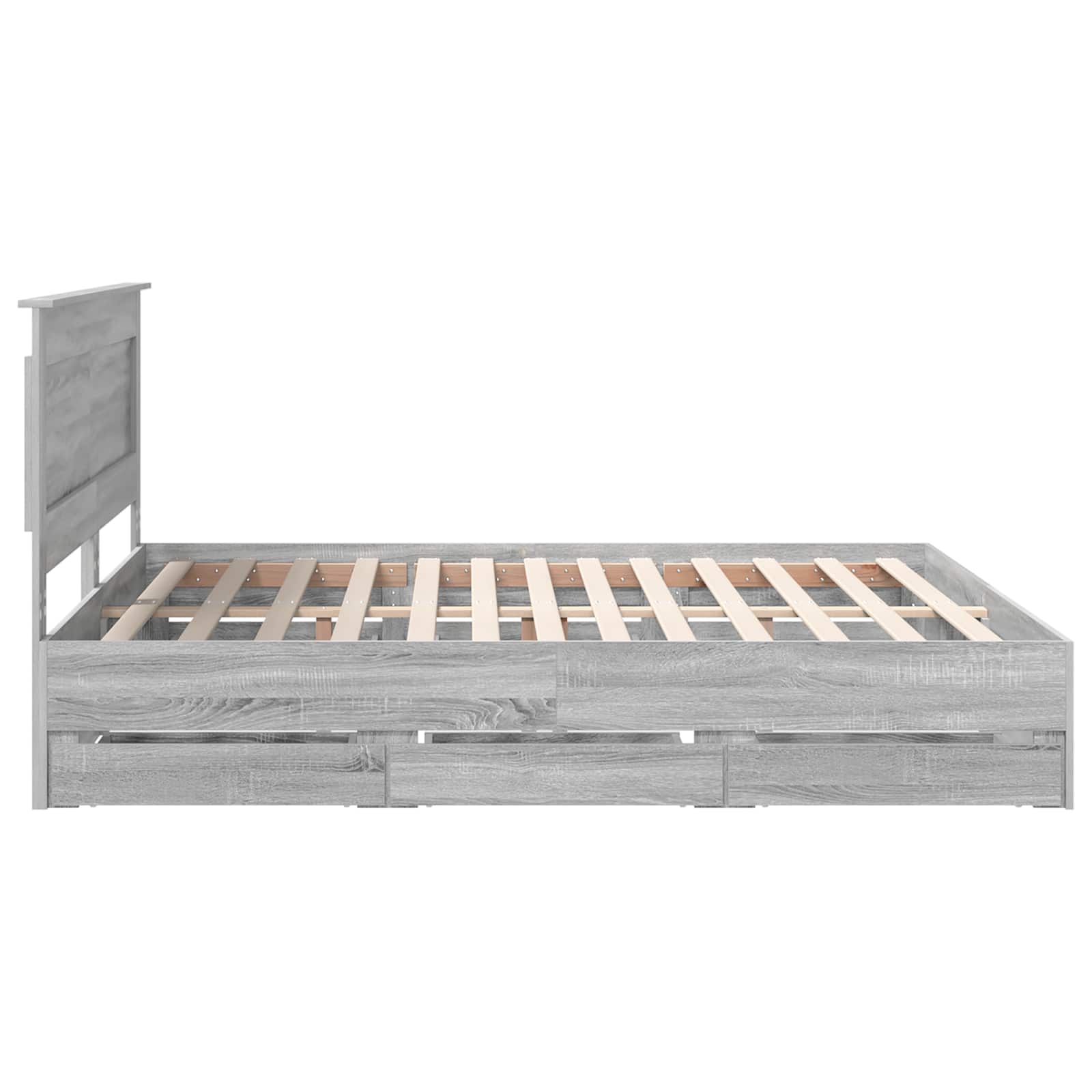 Bedframe met lade Grijs Sonoma 200 x 200 cm Ingenieurshout
