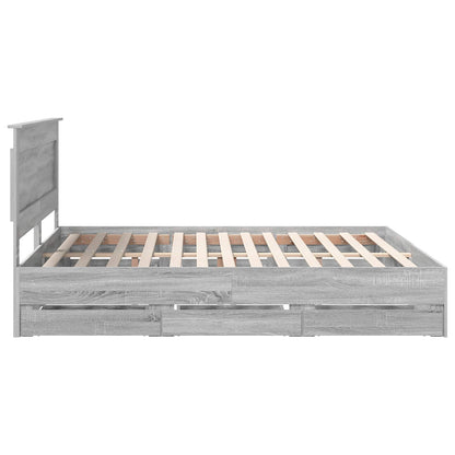 Bedframe met lade Grijs Sonoma 200 x 200 cm Ingenieurshout