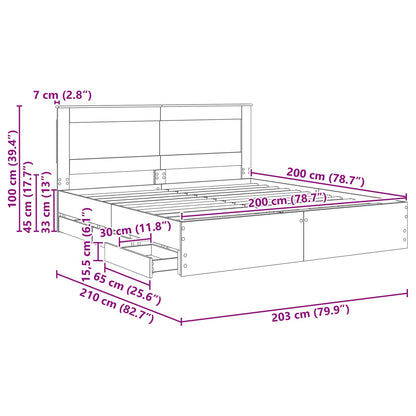 Bedframe met lade Grijs Sonoma 200 x 200 cm Ingenieurshout