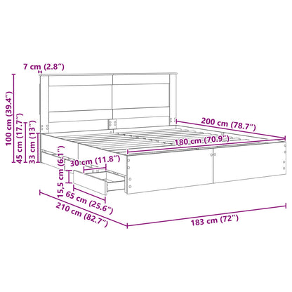 Bedframe met lade Beton Grijs 180 x 200 cm Ingenieurshout