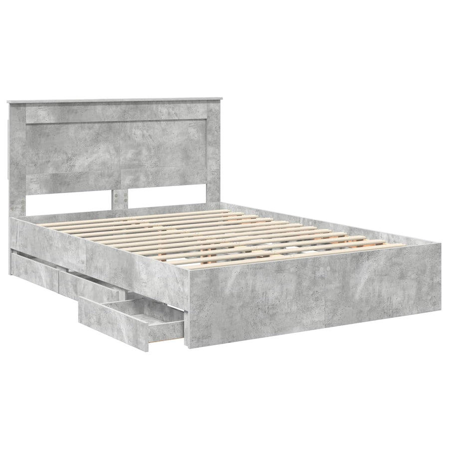 Bedframe met lade Beton Grijs 160 x 200 cm Ingenieurshout