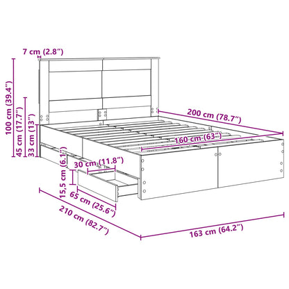 Bedframe met lade Beton Grijs 160 x 200 cm Ingenieurshout