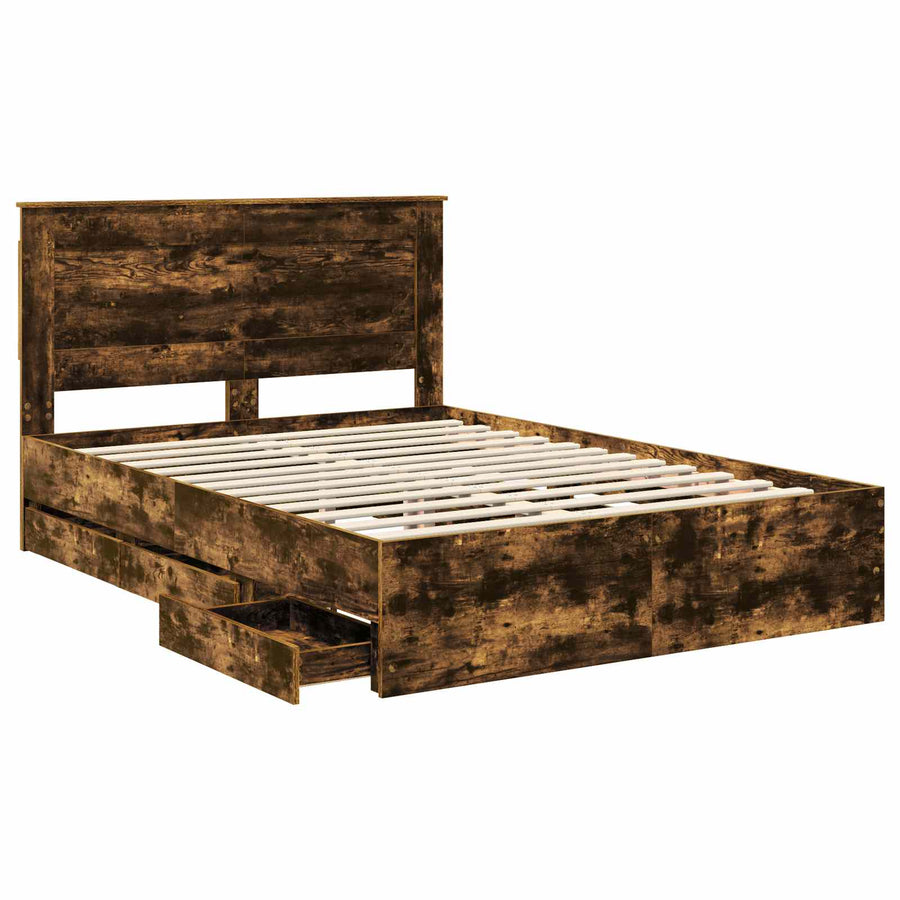 Bedframe met lade Gerookt eiken 160 x 200 cm Ingenieurshout
